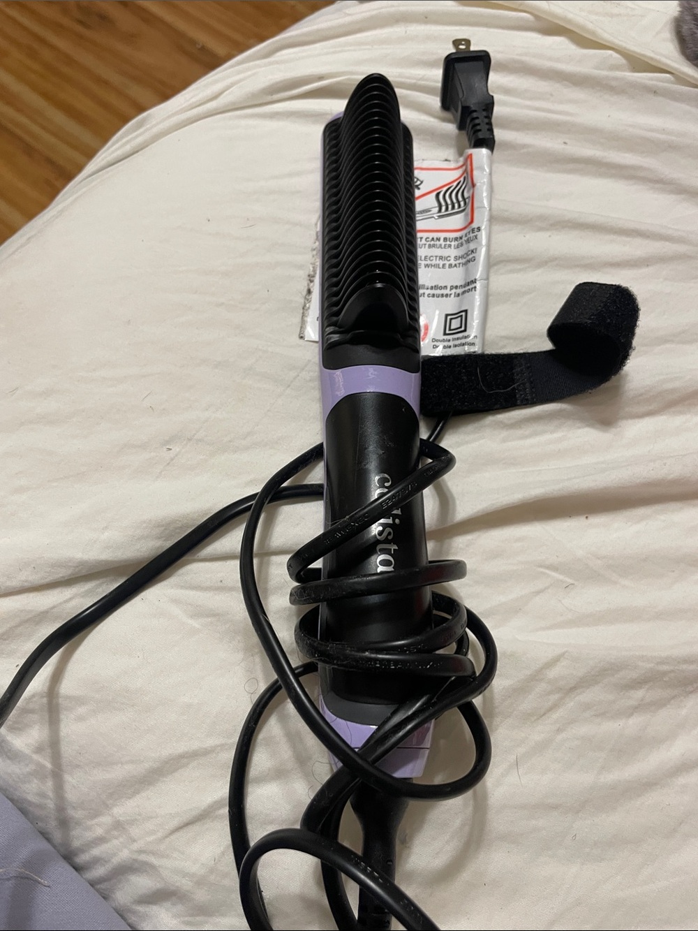 Black and Light Purple Corded Electric Hair Straightening Brush